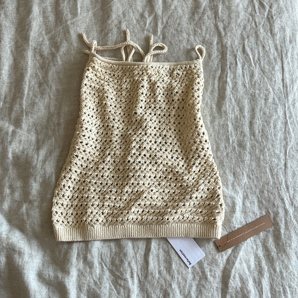 Reformation Horchata Cream Heidi Knit Crochet Tank Top - Picture 7 of 8